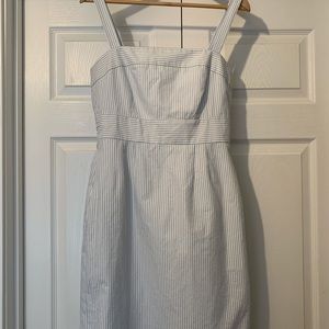 J. CREW Pinstripe Seersucker Crossback Dress